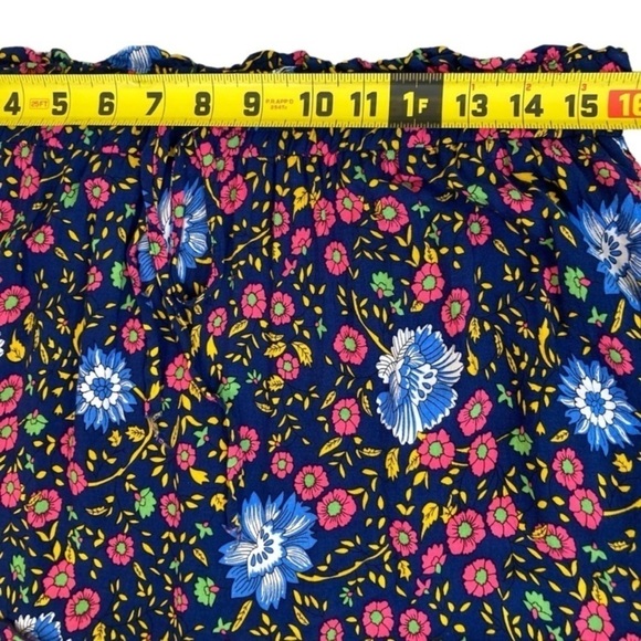 ZESICA Boho Dark Floral Tiered Peasant Maxi Skirt Cornflower Print Navy Pink M - Picture 13 of 14